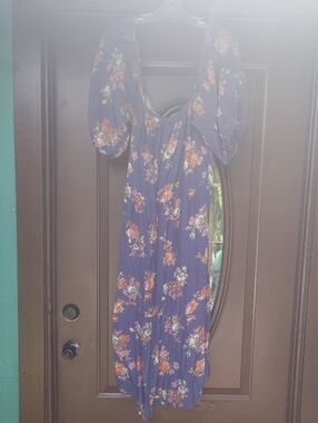 Auguste The Label Navy Floral Maxi Dress with Puff Sleeves